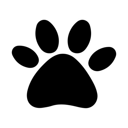 Animal paw illustration, black footprint. Single element, fashion print, sticker, emblem, sublimationのイラスト素材