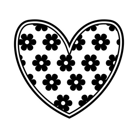 Black heart from flowers. Flat style vector illustration. Icon, logopit, print, postcard, sublimation, sticker, clipart. Element on the theme of love, Valentine's Day, holidayのイラスト素材