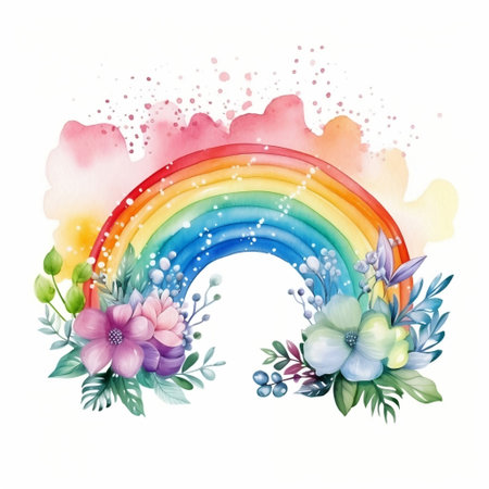 watercolor rainbow art. Print, sublimation, illustration, clipart, image for design on a white background.の素材