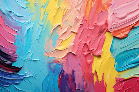 Bright abstract acrylic art. Painting, background, brush strokes, stains, creativityの素材