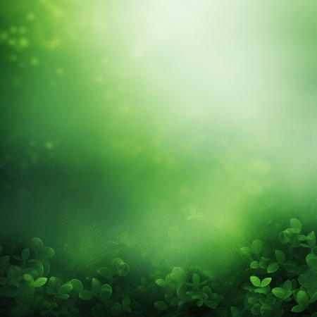 Green background with leaves, blur effect, gradient, bokehの素材