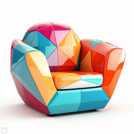 Volumetric image of a modern armchair. Furniture, interior, isolated element on white backgroundの素材