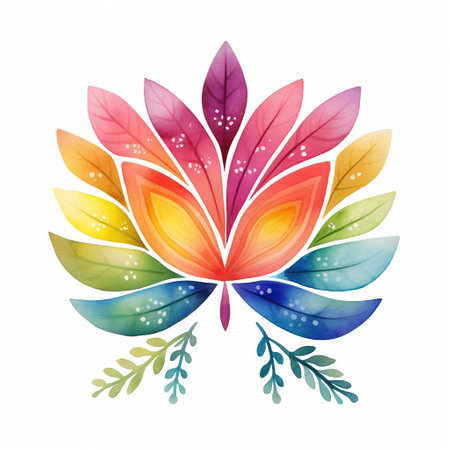 Watercolor rainbow art, colorful illustration, sublimation clipart on white backgroundの素材