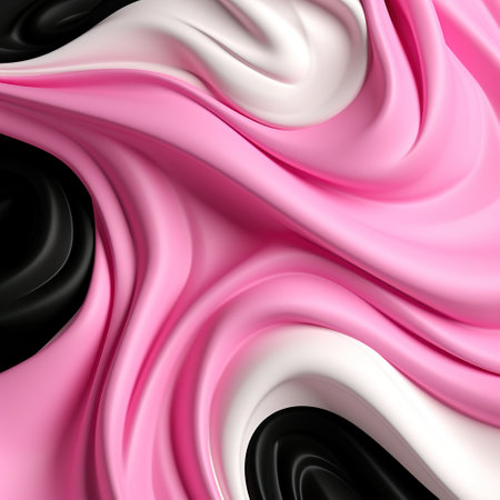 Abstract texture in black pink white color with wave effect, liquid, fabricの素材