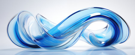 Blue abstract background with curved three-dimensional effectの素材