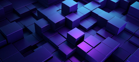 Blue purple abstract background with squares and rectangles of varying sizesの素材