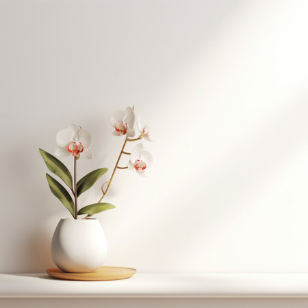 Simple white background, empty space for text and design, surface, stage, podium, mockupの素材