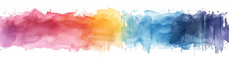Watercolor abstract colorful horizontal banner, rainbow bright textureの素材