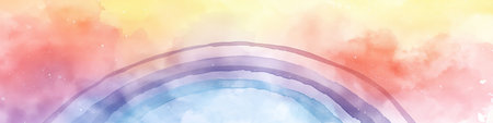 Colorful rainbow banner for design, watercolor textureの素材