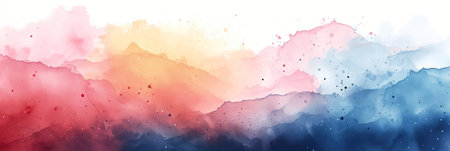 Watercolor rainbow banner background, abstract picture, colorful textureの素材