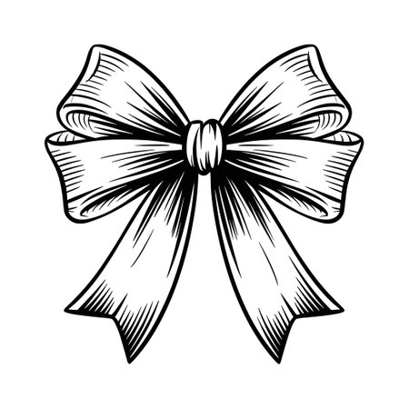 A black and white drawing of doodle bow vector imageのイラスト素材