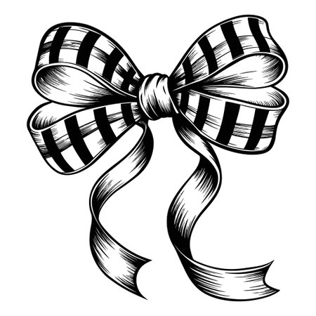 Hand drawn black and white bow illustration suitable for various design projectsのイラスト素材