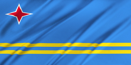 Flag of Aruba waving in the windの写真素材
