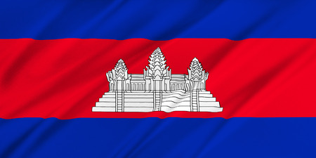 Flag of Cambodia waving in the windの写真素材
