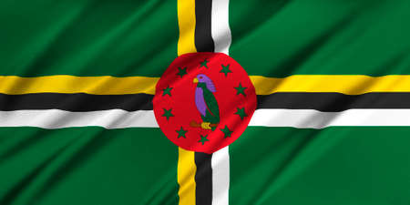 Flag of Dominica waving in the windの写真素材