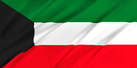 Flag of Kuwait waving in the windの写真素材