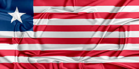 Flag of Liberia waving in the windの写真素材