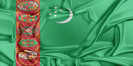 Flag of Turkmenistan  waving in the windの写真素材