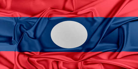 Flag of Laos waving in the windの写真素材