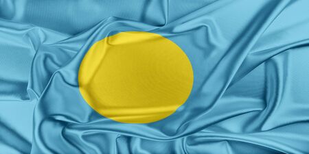 Flag of Palau waving in the windの写真素材