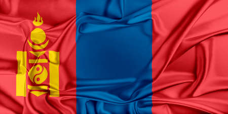 Flag of Mongolia waving in the windの写真素材