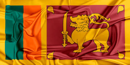 Flag of Sri Lanka waving in the windの写真素材