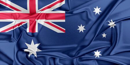 Flag of Australia  waving in the wind