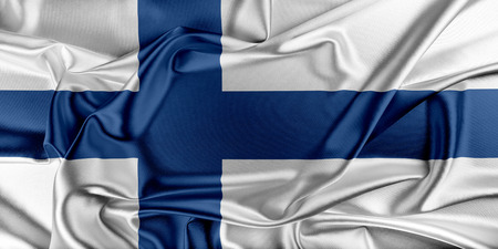 Flag of Finland waving in the windの写真素材