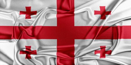Flag of Georgia waving in the windの写真素材
