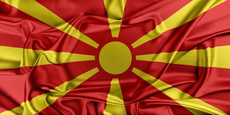 Flag of Macedonia waving in the windの写真素材