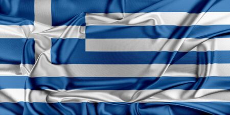 Flag of Greece waving in the windの写真素材