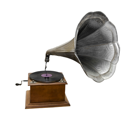 Retro gramophone isolated on a white background.の写真素材