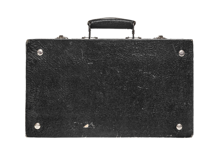 Old black suitcase. Isolate on white background.の写真素材