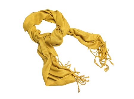 Yellow female scarf isolated on white background.の写真素材