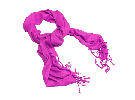 Pink female scarf isolated on white background.の写真素材