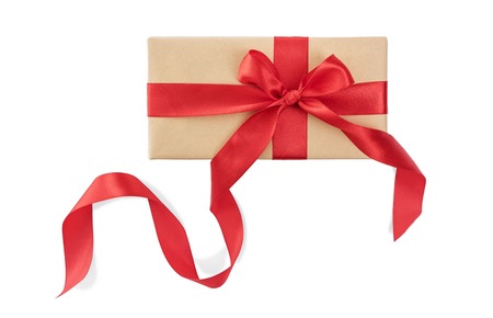Gift box on a white background. Close-up.
