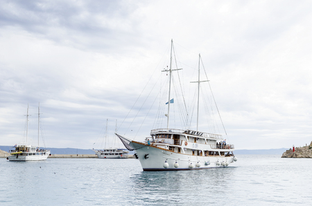 Port in the city of Makarska, Croatia - JUNE 1: Port in the city of Makarska on a typical summer day, June 1, 2017. Croatia.のeditorial素材