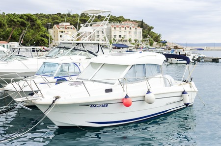 Parking of boats and yachts - JUNE 1: Parking of boats and yachts in Makarska, June 1, 2017. Croatia.のeditorial素材