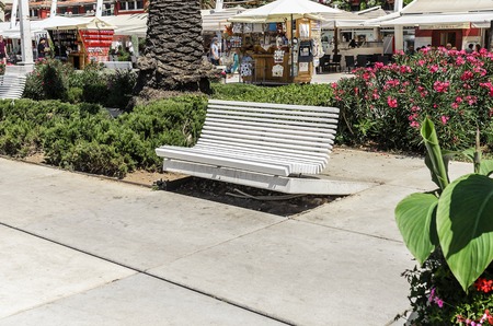 White bench in the center of Split, Croatia.のeditorial素材
