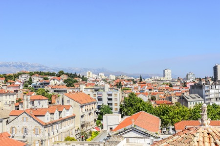 SPLIT, CROATIA - 12 JULY, 2017: Roofs of houses in Split, Croatia.のeditorial素材