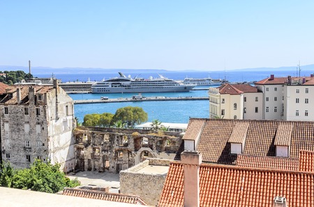 SPLIT, CROATIA - 12 JULY, 2017: Roofs of houses in Split, Croatia.のeditorial素材