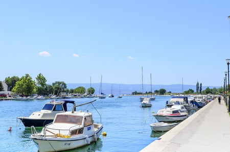 OMISH, CROATIA 7 JULY, 2017: City of Omis, Croatia Houses along the canalのeditorial素材