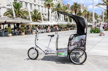 SPLIT, CROATIA - 13 JULY, 2017: Central street of the tourist city of Split, Croatiaのeditorial素材