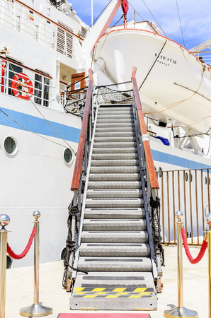Metal ladder on the ship.のeditorial素材