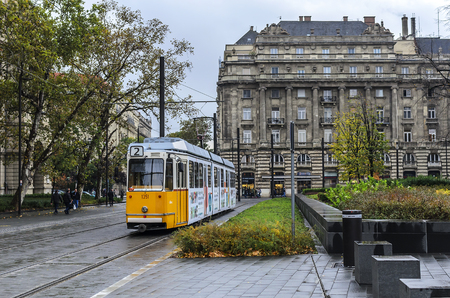 Tram in the streets of Budapest, Hungary.のeditorial素材