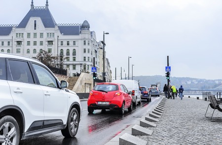Road near the Hungarian Parliament in Budapest.のeditorial素材