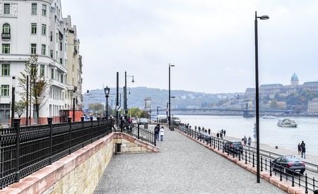 Road near the Hungarian Parliament in Budapest.のeditorial素材