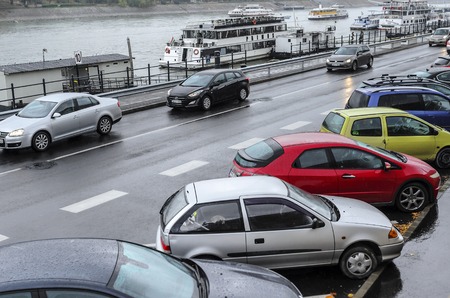 BUDAPEST, HUNGARY- 27 OCTOBER 2017: Traffic on the roads of Budapest.