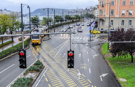 Traffic on the roads of Budapest.
