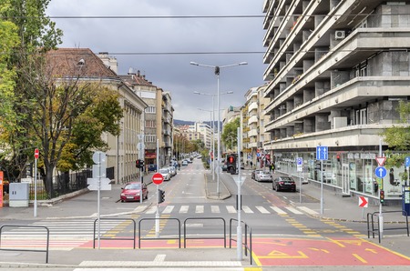 Residential neighborhoods in Budapest. Streets in the autumn season.
